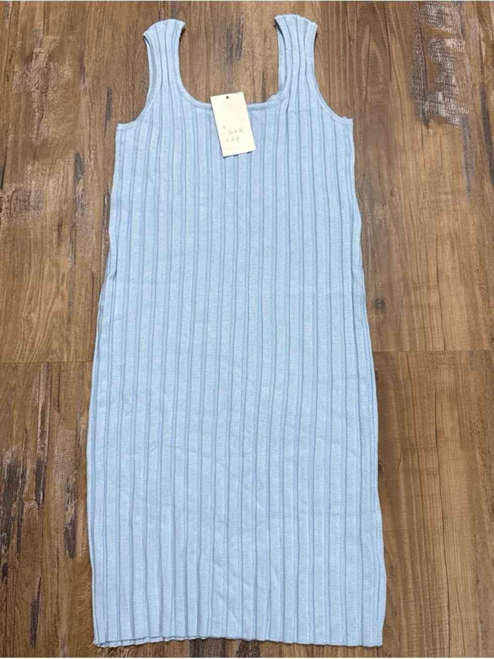 Light Blue Ribbed Tank Midi Dress - Picture 1 of 1